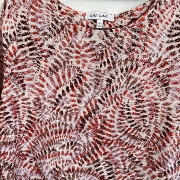 Emily Daniels Tops - Emily Daniels Orange, Brown & Lavender Red Multicolor Abstract Patterned Blouse